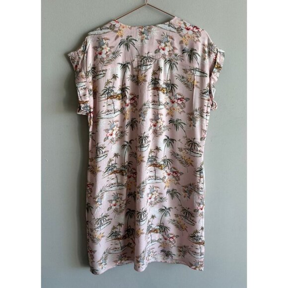 Tribal Femme Womens Pop Over Pink Paradise Cap Sleeve A-Line Midi Dress Sz L - Picture 4 of 15